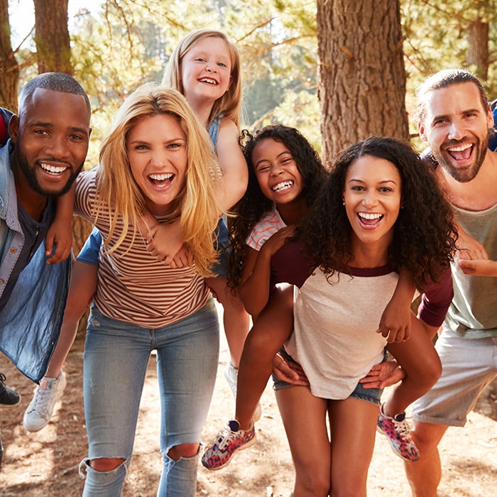 Young families in forest