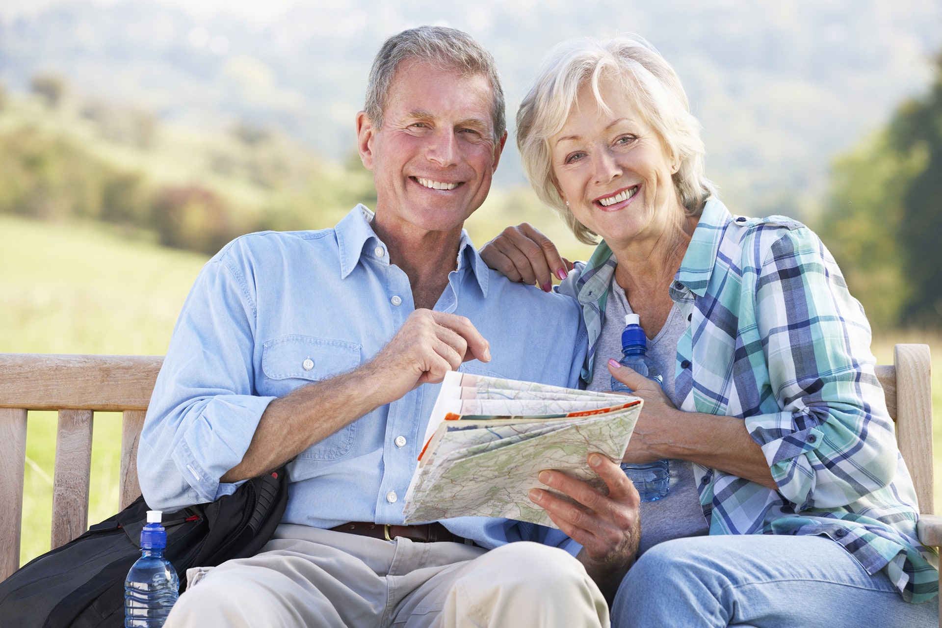 Senior Couple Sitting on Bench