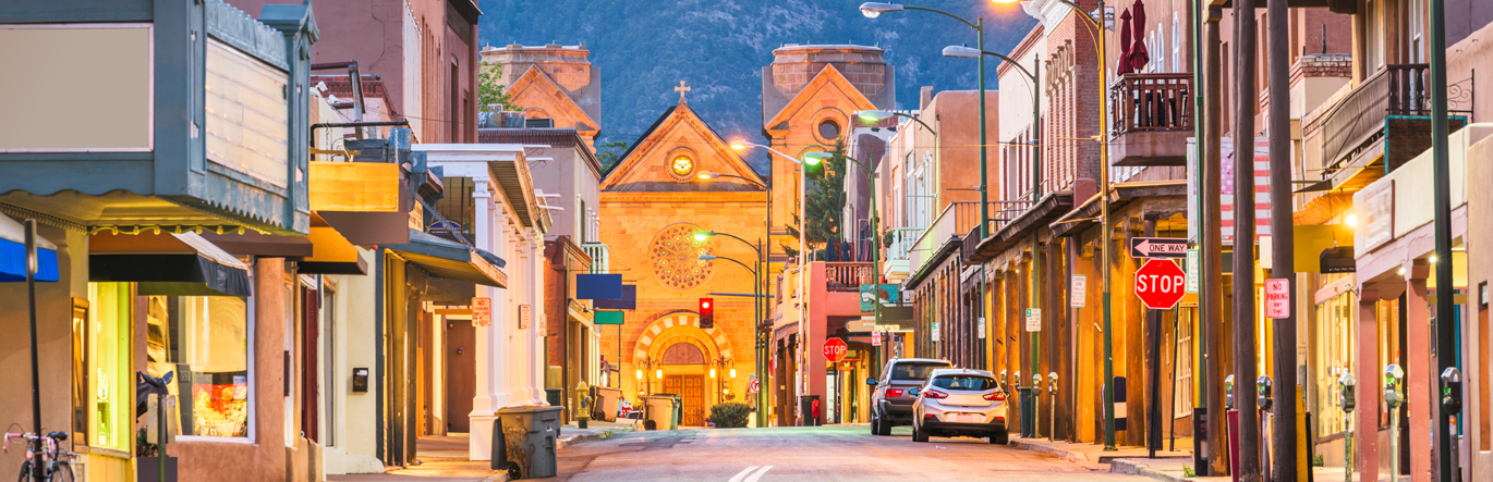 downtown main street in the early evening