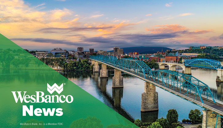 Drone Aerial View of Downtown Chattanooga Tennessee TN and Tennessee River